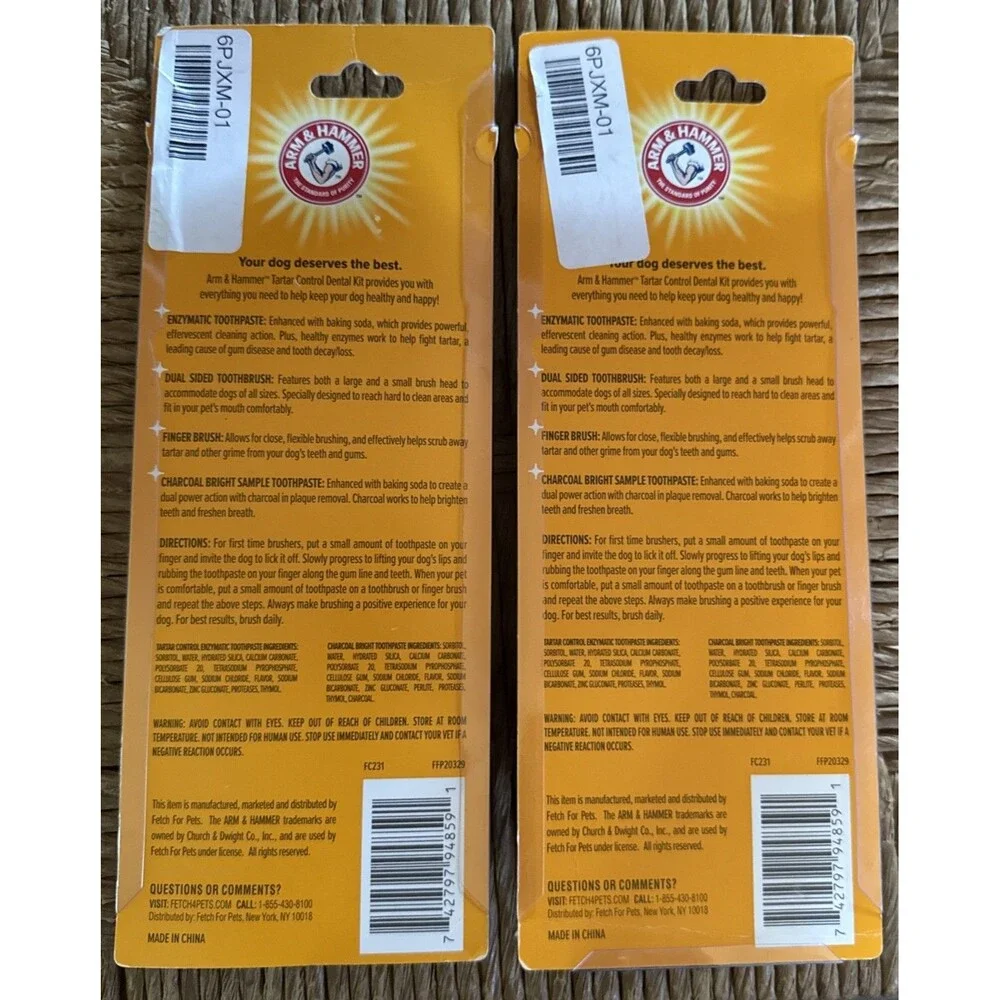 2-Pack Dog Dental Kit BONUS Enzymatic Beef Flavor Mint Arm & Hammer Toothbrush